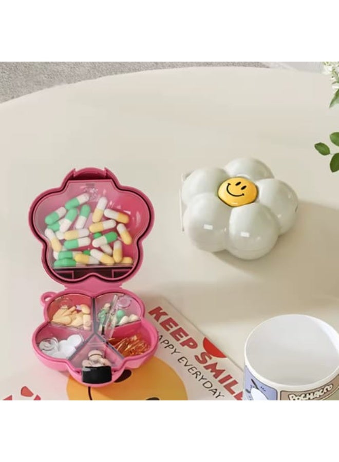 منظم حبوب وأدوية محمول بتصميم عصري ومبهج على شكل "وردة" أو "زهرة"، وهو مثالي للأشخاص الذين يبحثون عن وسيلة عملية وأنيقة لتنظيم أدويتهم اليومية أو المكملات الغذائية - Image 2